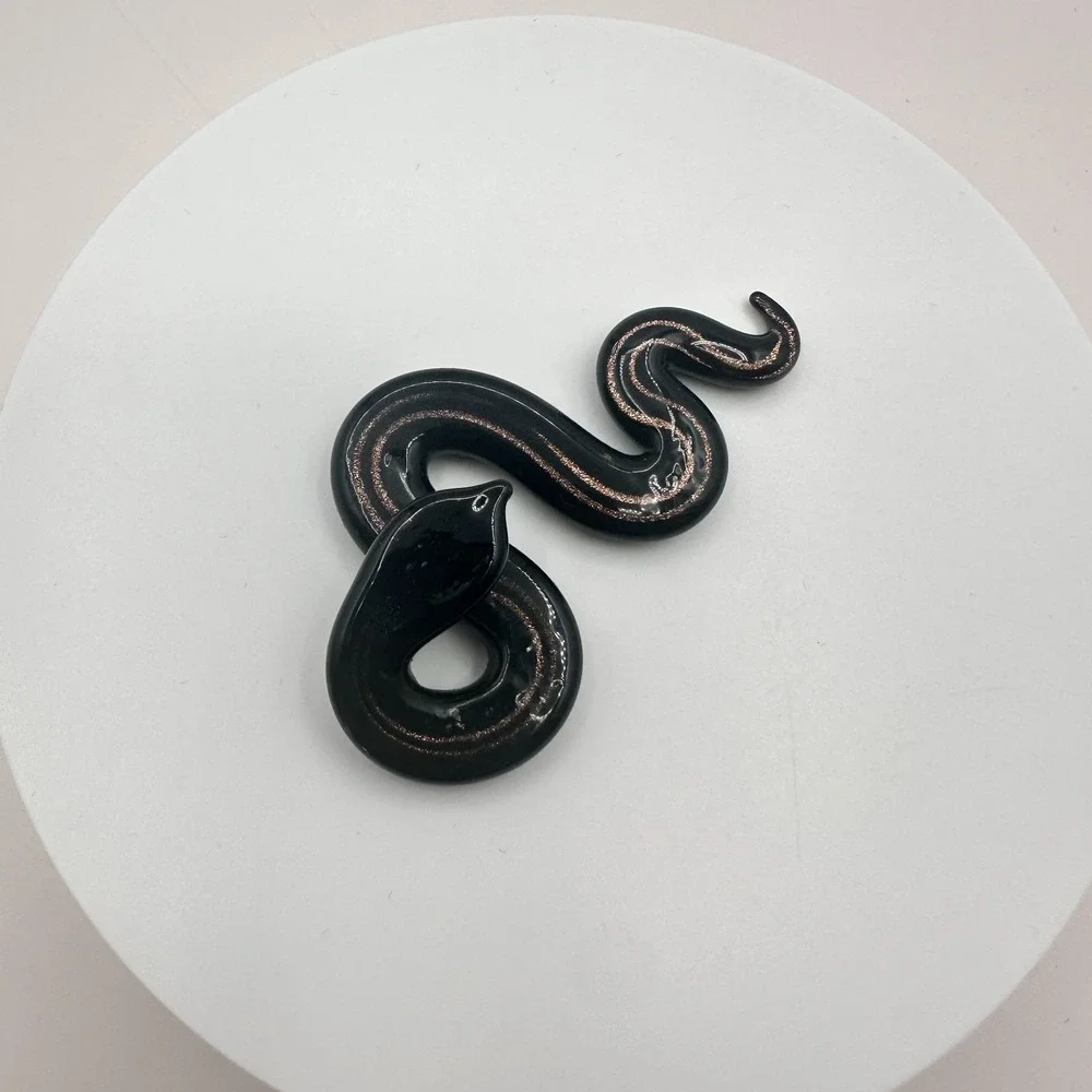 Vintage 90s Black Snake Gold Swirl Art Deco Goth Home Decor Accessories